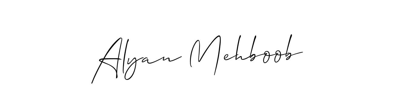 Also we have Alyan Mehboob name is the best signature style. Create professional handwritten signature collection using Allison_Script autograph style. Alyan Mehboob signature style 2 images and pictures png