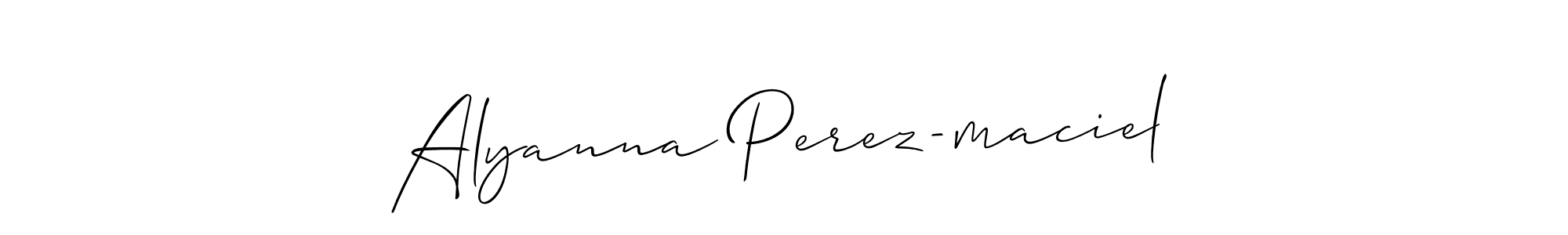 How to make Alyanna Perez-maciel signature? Allison_Script is a professional autograph style. Create handwritten signature for Alyanna Perez-maciel name. Alyanna Perez-maciel signature style 2 images and pictures png
