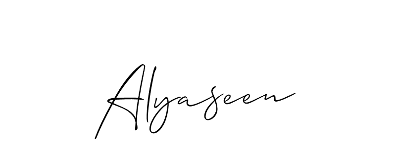 The best way (Allison_Script) to make a short signature is to pick only two or three words in your name. The name Alyaseen include a total of six letters. For converting this name. Alyaseen signature style 2 images and pictures png