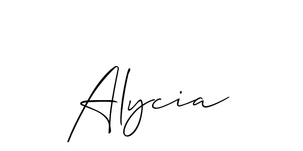 The best way (Allison_Script) to make a short signature is to pick only two or three words in your name. The name Alycia include a total of six letters. For converting this name. Alycia signature style 2 images and pictures png