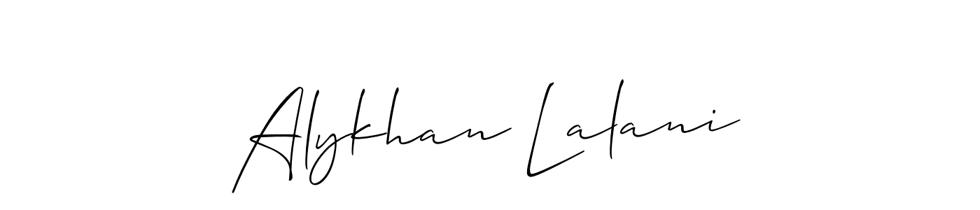 Allison_Script is a professional signature style that is perfect for those who want to add a touch of class to their signature. It is also a great choice for those who want to make their signature more unique. Get Alykhan Lalani name to fancy signature for free. Alykhan Lalani signature style 2 images and pictures png