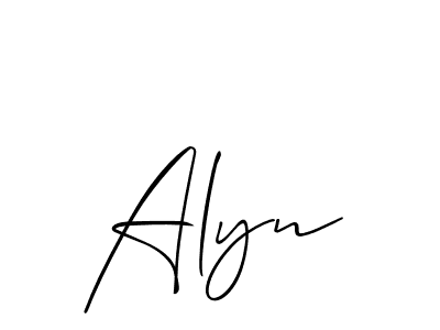 The best way (Allison_Script) to make a short signature is to pick only two or three words in your name. The name Alyn include a total of six letters. For converting this name. Alyn signature style 2 images and pictures png