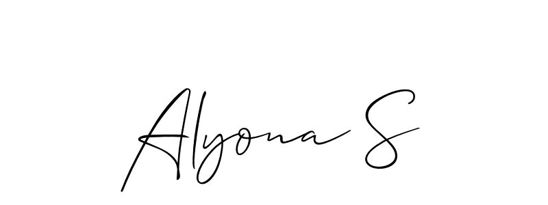 if you are searching for the best signature style for your name Alyona S. so please give up your signature search. here we have designed multiple signature styles  using Allison_Script. Alyona S signature style 2 images and pictures png