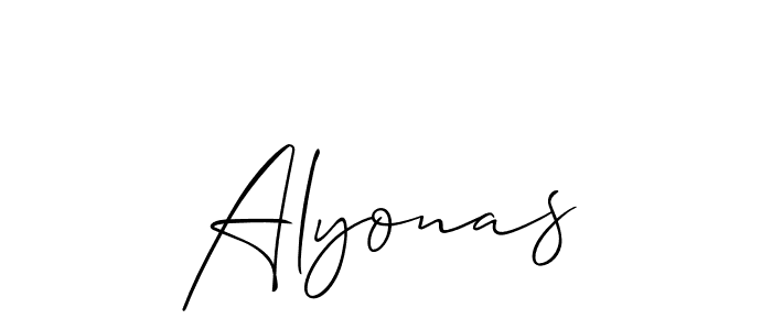 The best way (Allison_Script) to make a short signature is to pick only two or three words in your name. The name Alyonas include a total of six letters. For converting this name. Alyonas signature style 2 images and pictures png