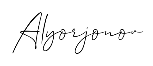 Looking for an artistic signature for Alyorjonov? The Allison_Script calligraphy style gives a sophisticated flow suitable for business cards and emails. Alyorjonov signature style 2 images and pictures png
