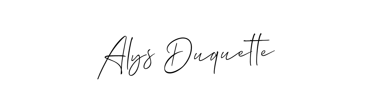 Also You can easily find your signature by using the search form. We will create Alys Duquette name handwritten signature images for you free of cost using Allison_Script sign style. Alys Duquette signature style 2 images and pictures png