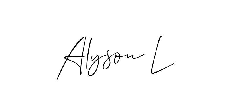 This is the best signature style for the Alyson L name. Also you like these signature font (Allison_Script). Mix name signature. Alyson L signature style 2 images and pictures png