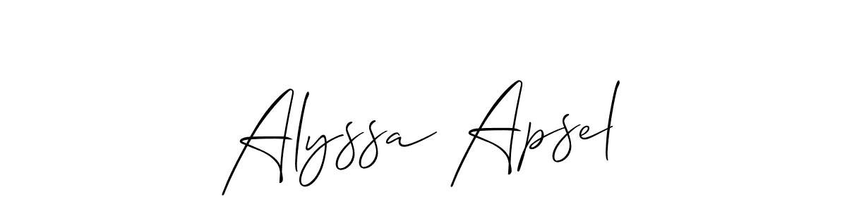 You should practise on your own different ways (Allison_Script) to write your name (Alyssa Apsel) in signature. don't let someone else do it for you. Alyssa Apsel signature style 2 images and pictures png