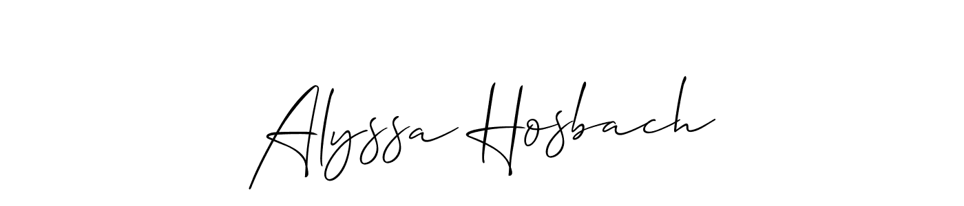 How to Draw Alyssa Hosbach signature style? Allison_Script is a latest design signature styles for name Alyssa Hosbach. Alyssa Hosbach signature style 2 images and pictures png