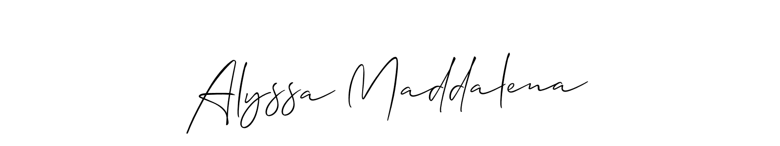 Also You can easily find your signature by using the search form. We will create Alyssa Maddalena name handwritten signature images for you free of cost using Allison_Script sign style. Alyssa Maddalena signature style 2 images and pictures png
