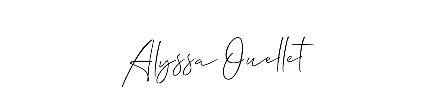 The best way (Allison_Script) to make a short signature is to pick only two or three words in your name. The name Alyssa Ouellet include a total of six letters. For converting this name. Alyssa Ouellet signature style 2 images and pictures png