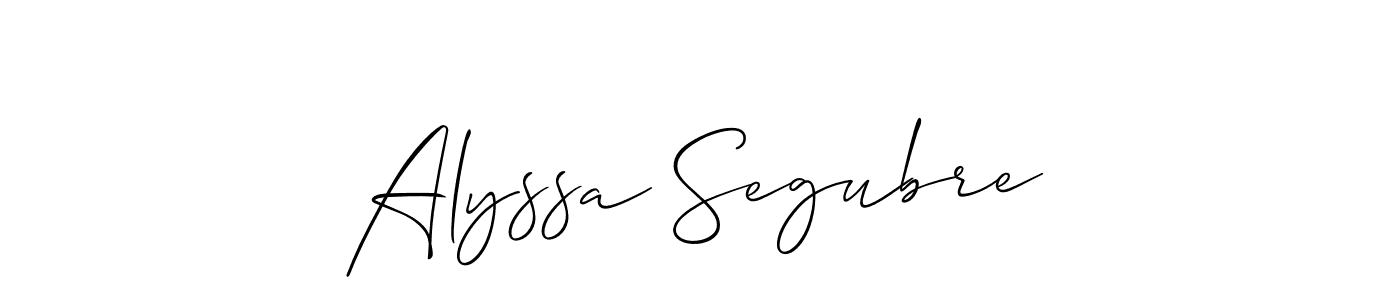 Also we have Alyssa Segubre name is the best signature style. Create professional handwritten signature collection using Allison_Script autograph style. Alyssa Segubre signature style 2 images and pictures png