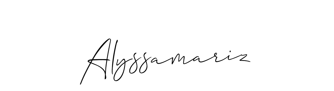 The best way (Allison_Script) to make a short signature is to pick only two or three words in your name. The name Alyssamariz include a total of six letters. For converting this name. Alyssamariz signature style 2 images and pictures png