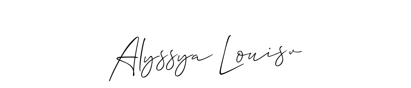 Use a signature maker to create a handwritten signature online. With this signature software, you can design (Allison_Script) your own signature for name Alyssya Louisv. Alyssya Louisv signature style 2 images and pictures png