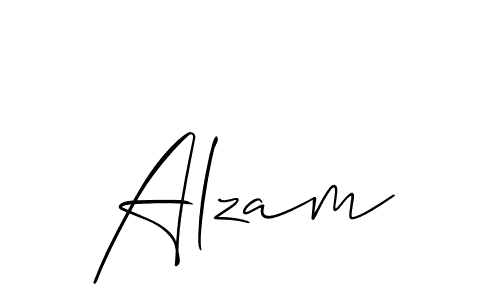 Use a signature maker to create a handwritten signature online. With this signature software, you can design (Allison_Script) your own signature for name Alzam. Alzam signature style 2 images and pictures png