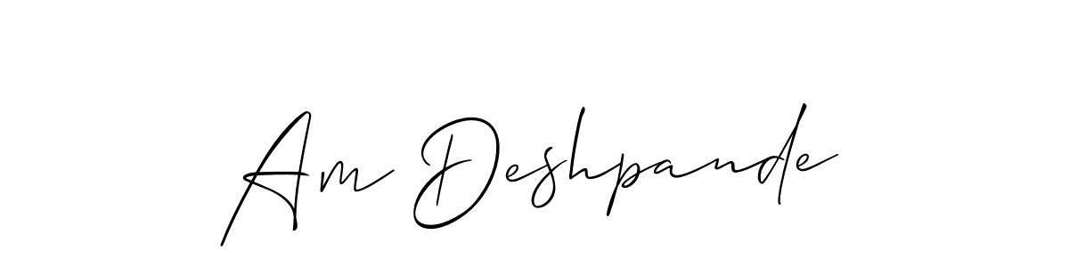 if you are searching for the best signature style for your name Am Deshpande. so please give up your signature search. here we have designed multiple signature styles  using Allison_Script. Am Deshpande signature style 2 images and pictures png
