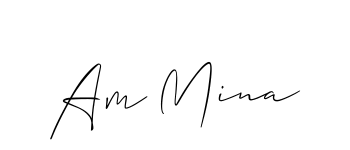 Also You can easily find your signature by using the search form. We will create Am Mina name handwritten signature images for you free of cost using Allison_Script sign style. Am Mina signature style 2 images and pictures png
