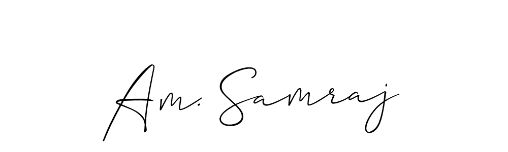 Similarly Allison_Script is the best handwritten signature design. Signature creator online .You can use it as an online autograph creator for name Am. Samraj. Am. Samraj signature style 2 images and pictures png