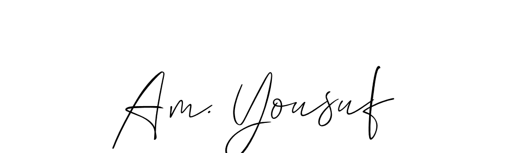 Use a signature maker to create a handwritten signature online. With this signature software, you can design (Allison_Script) your own signature for name Am. Yousuf. Am. Yousuf signature style 2 images and pictures png