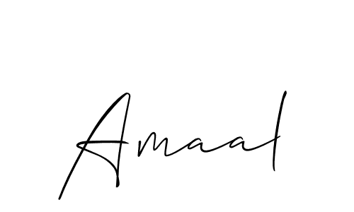 Design your own signature with our free online signature maker. With this signature software, you can create a handwritten (Allison_Script) signature for name Amaal. Amaal signature style 2 images and pictures png