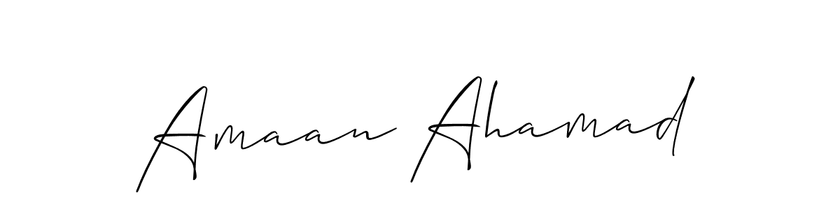 Similarly Allison_Script is the best handwritten signature design. Signature creator online .You can use it as an online autograph creator for name Amaan Ahamad. Amaan Ahamad signature style 2 images and pictures png