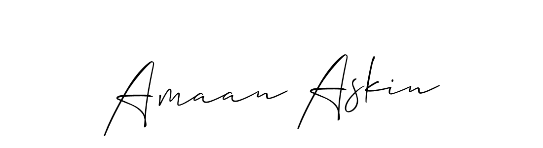 Make a beautiful signature design for name Amaan Askin. With this signature (Allison_Script) style, you can create a handwritten signature for free. Amaan Askin signature style 2 images and pictures png