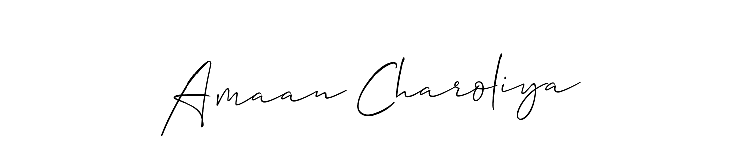 It looks lik you need a new signature style for name Amaan Charoliya. Design unique handwritten (Allison_Script) signature with our free signature maker in just a few clicks. Amaan Charoliya signature style 2 images and pictures png