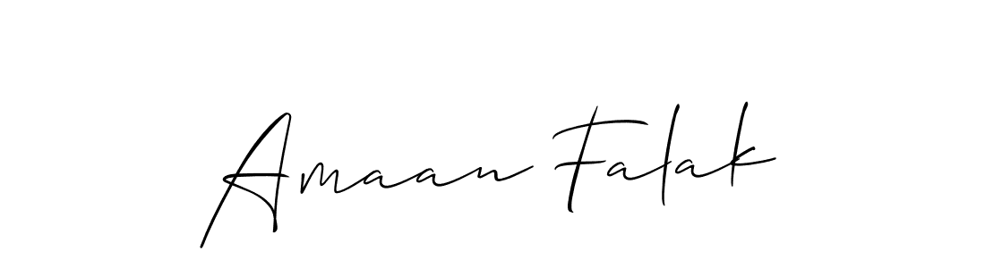 Make a beautiful signature design for name Amaan Falak. With this signature (Allison_Script) style, you can create a handwritten signature for free. Amaan Falak signature style 2 images and pictures png