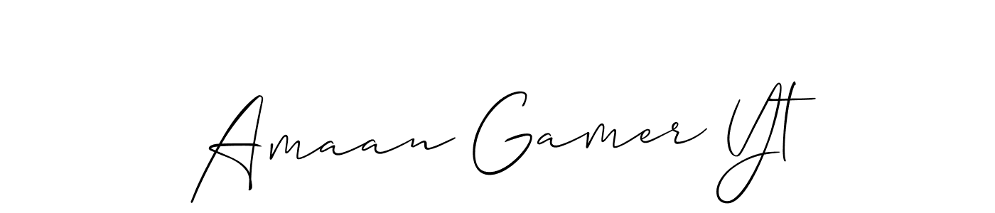 You should practise on your own different ways (Allison_Script) to write your name (Amaan Gamer Yt) in signature. don't let someone else do it for you. Amaan Gamer Yt signature style 2 images and pictures png