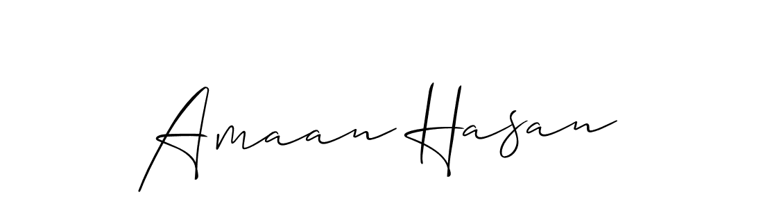 Use a signature maker to create a handwritten signature online. With this signature software, you can design (Allison_Script) your own signature for name Amaan Hasan. Amaan Hasan signature style 2 images and pictures png