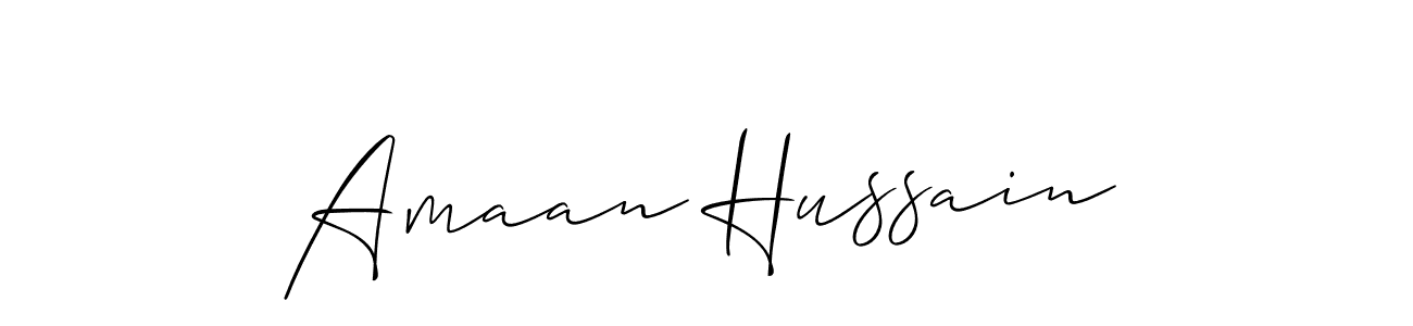 Make a beautiful signature design for name Amaan Hussain. With this signature (Allison_Script) style, you can create a handwritten signature for free. Amaan Hussain signature style 2 images and pictures png