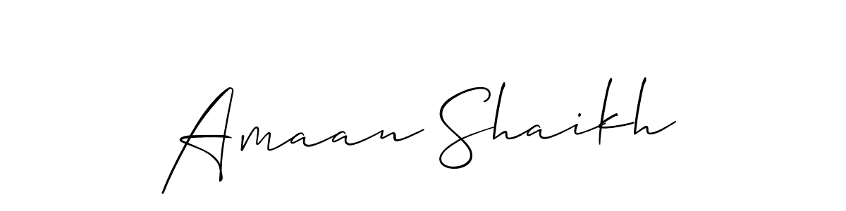 The best way (Allison_Script) to make a short signature is to pick only two or three words in your name. The name Amaan Shaikh include a total of six letters. For converting this name. Amaan Shaikh signature style 2 images and pictures png