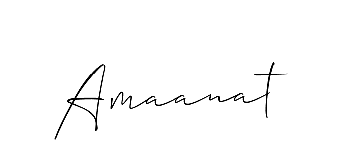 The best way (Allison_Script) to make a short signature is to pick only two or three words in your name. The name Amaanat include a total of six letters. For converting this name. Amaanat signature style 2 images and pictures png