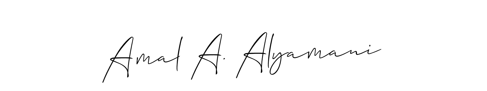 The best way (Allison_Script) to make a short signature is to pick only two or three words in your name. The name Amal A. Alyamani include a total of six letters. For converting this name. Amal A. Alyamani signature style 2 images and pictures png