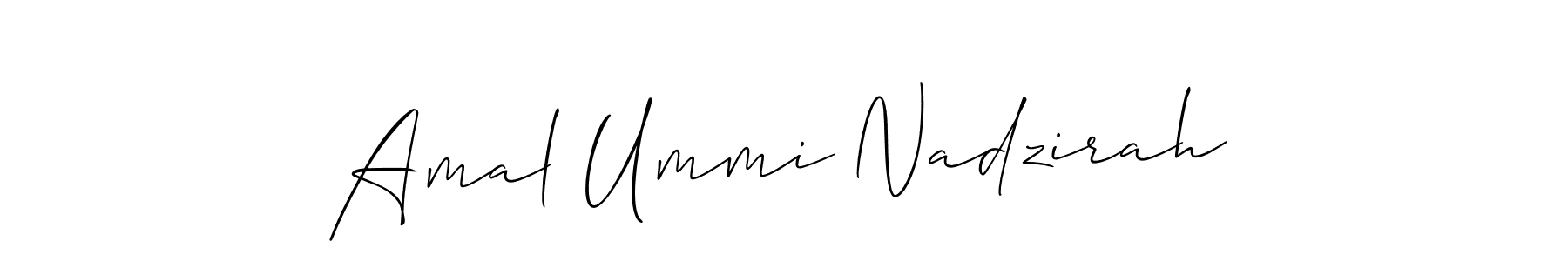 Allison_Script is a professional signature style that is perfect for those who want to add a touch of class to their signature. It is also a great choice for those who want to make their signature more unique. Get Amal Ummi Nadzirah name to fancy signature for free. Amal Ummi Nadzirah signature style 2 images and pictures png