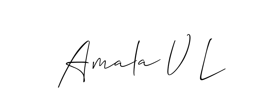 Similarly Allison_Script is the best handwritten signature design. Signature creator online .You can use it as an online autograph creator for name Amala V L. Amala V L signature style 2 images and pictures png