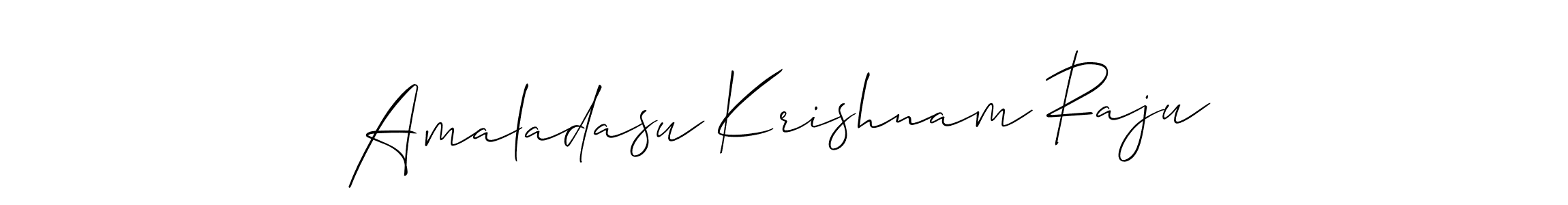 Also You can easily find your signature by using the search form. We will create Amaladasu Krishnam Raju name handwritten signature images for you free of cost using Allison_Script sign style. Amaladasu Krishnam Raju signature style 2 images and pictures png