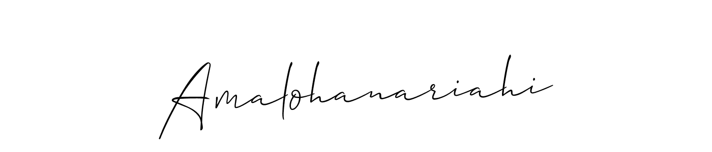 How to make Amalohanariahi name signature. Use Allison_Script style for creating short signs online. This is the latest handwritten sign. Amalohanariahi signature style 2 images and pictures png