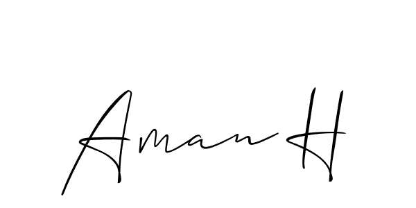 Create a beautiful signature design for name Aman H. With this signature (Allison_Script) fonts, you can make a handwritten signature for free. Aman H signature style 2 images and pictures png