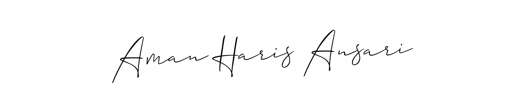 Make a short Aman Haris Ansari signature style. Manage your documents anywhere anytime using Allison_Script. Create and add eSignatures, submit forms, share and send files easily. Aman Haris Ansari signature style 2 images and pictures png