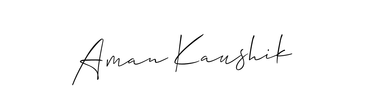 How to make Aman Kaushik name signature. Use Allison_Script style for creating short signs online. This is the latest handwritten sign. Aman Kaushik signature style 2 images and pictures png