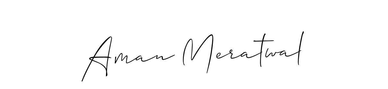 Make a short Aman Meratwal signature style. Manage your documents anywhere anytime using Allison_Script. Create and add eSignatures, submit forms, share and send files easily. Aman Meratwal signature style 2 images and pictures png
