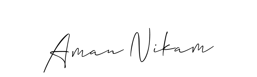 Allison_Script is a professional signature style that is perfect for those who want to add a touch of class to their signature. It is also a great choice for those who want to make their signature more unique. Get Aman Nikam name to fancy signature for free. Aman Nikam signature style 2 images and pictures png