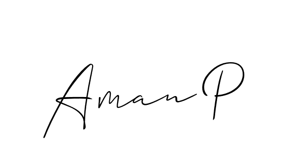 How to make Aman P signature? Allison_Script is a professional autograph style. Create handwritten signature for Aman P name. Aman P signature style 2 images and pictures png