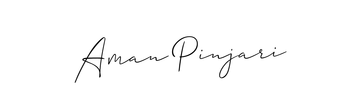 How to make Aman Pinjari name signature. Use Allison_Script style for creating short signs online. This is the latest handwritten sign. Aman Pinjari signature style 2 images and pictures png