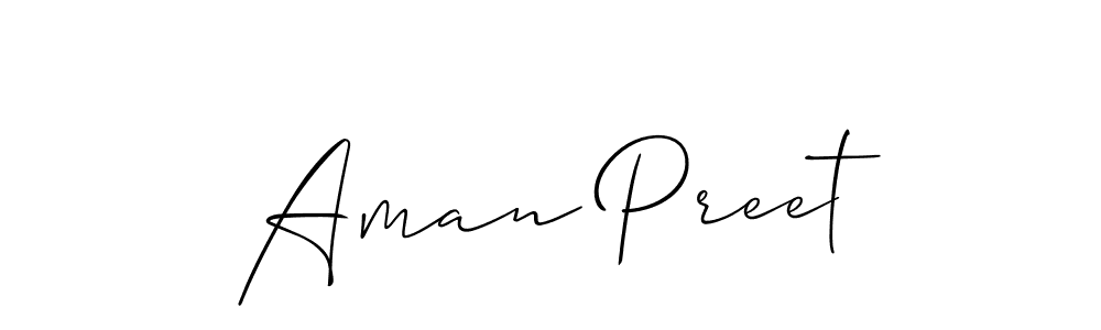 Aman Preet stylish signature style. Best Handwritten Sign (Allison_Script) for my name. Handwritten Signature Collection Ideas for my name Aman Preet. Aman Preet signature style 2 images and pictures png