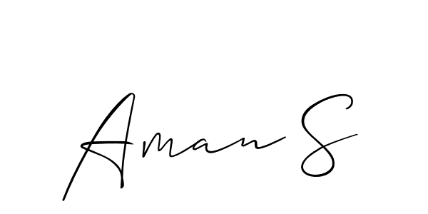 Use a signature maker to create a handwritten signature online. With this signature software, you can design (Allison_Script) your own signature for name Aman S. Aman S signature style 2 images and pictures png