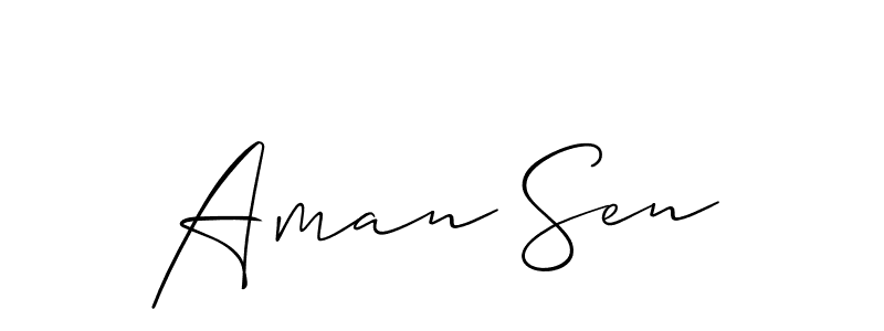 The best way (Allison_Script) to make a short signature is to pick only two or three words in your name. The name Aman Sen include a total of six letters. For converting this name. Aman Sen signature style 2 images and pictures png