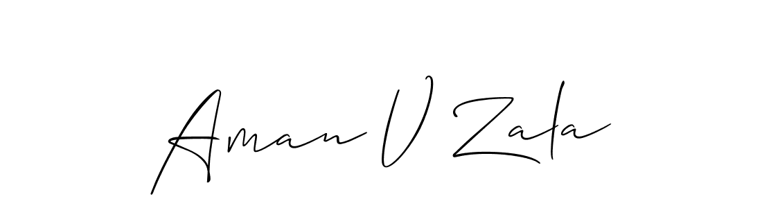 It looks lik you need a new signature style for name Aman V Zala. Design unique handwritten (Allison_Script) signature with our free signature maker in just a few clicks. Aman V Zala signature style 2 images and pictures png