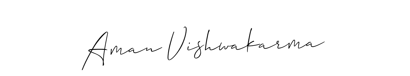 Allison_Script is a professional signature style that is perfect for those who want to add a touch of class to their signature. It is also a great choice for those who want to make their signature more unique. Get Aman Vishwakarma name to fancy signature for free. Aman Vishwakarma signature style 2 images and pictures png